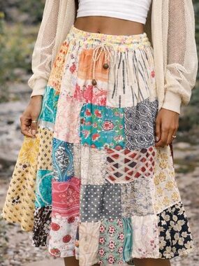 Jackpot, New York, Womens patchwork Skirt Bohemian hippie Size Small